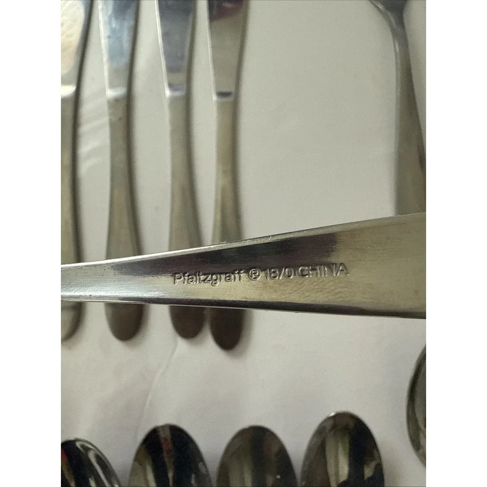 Pfaltzgraff Stainless 18/0 China Glossy Silverware Flatware LOT Of 25 Fork Spoon